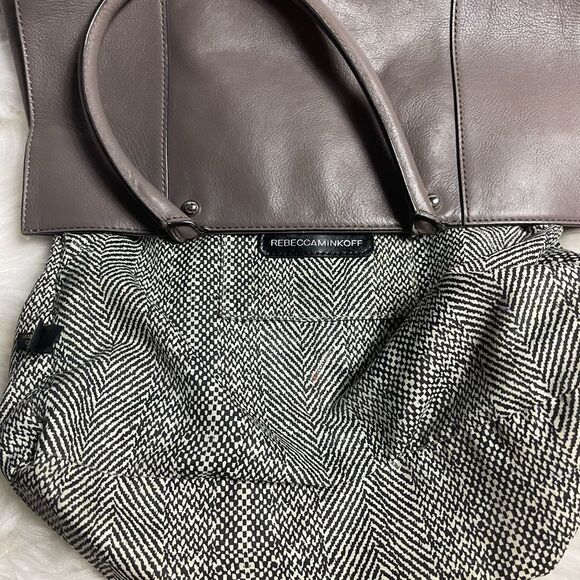 Rebecca Minkoff leather gray large shoulder bag with silver tone hardwares. - Picture 11 of 14